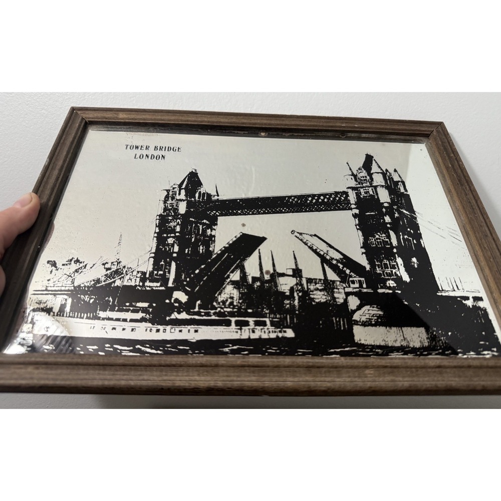 2 - Vintage 70s/80s London Bridge Piccadilly Circus Mirror Pub Bar Sign 13" X 9" - Picture 4 of 13